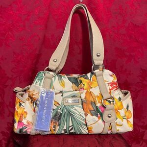 Vintage‎ Laura Scott Faux Leather Floral Pattern Shoulder Bag NWT